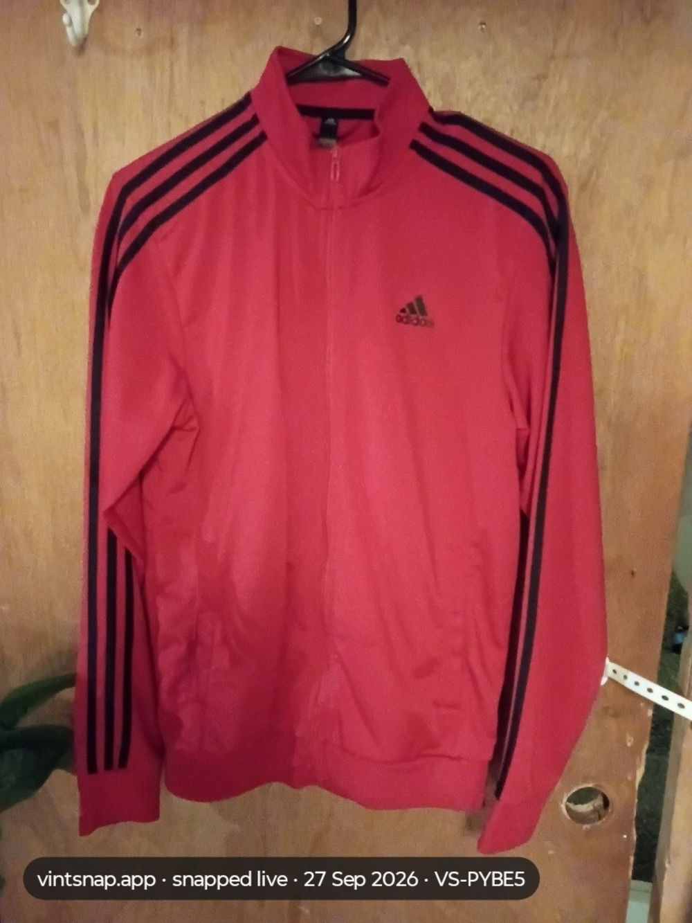 adidas Red Track Jacket with Black Three-Stripes